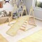 Natural Wood 5-in-1 Jungle Gym with Swing, Slide, Climbing Ramp and Foldable Design